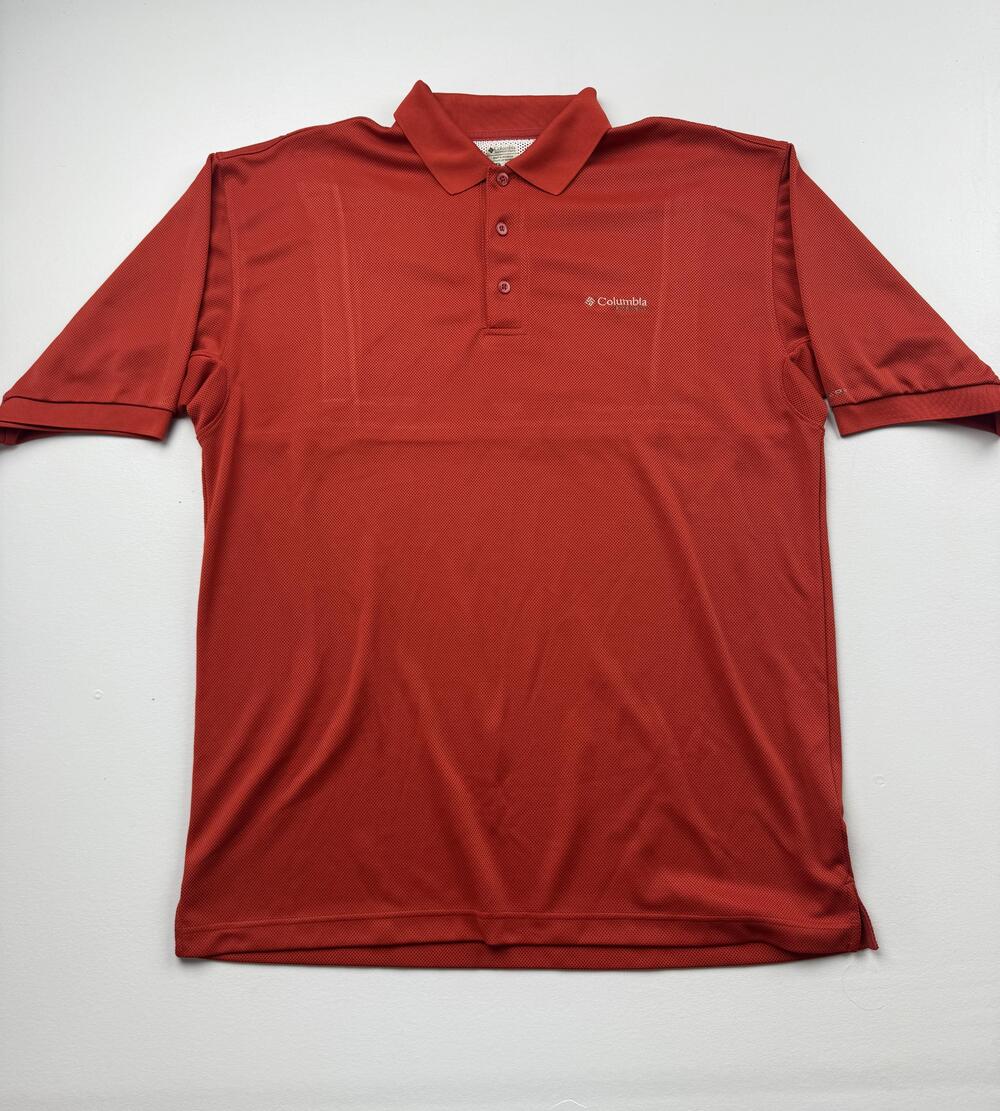 Columbia PFG Polo Shirt Mens LT Tall Red Solid Fishing Performance Mesh